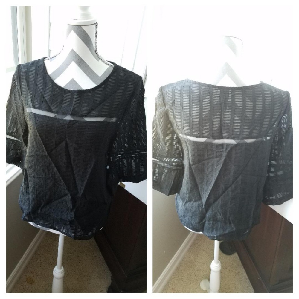Anthropologie Black Semi Sheer Blouse 8